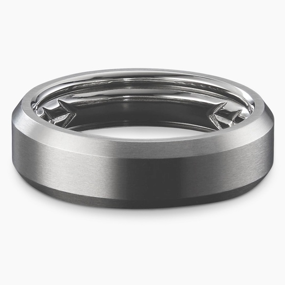 David Yurman Beveled Wedding Band Ring Grey Titanium 6mm Size 10 - Picture 2 of 11